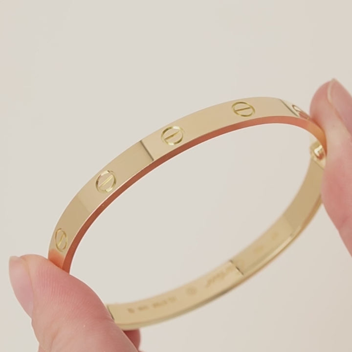 Preowned Cartier Love Bracelet Classic Model 18K Yellow Gold Size 17