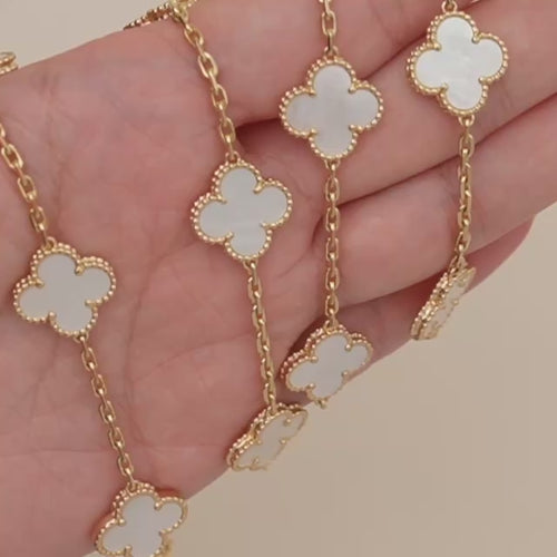 Preloved Authentic VCA Vintage Alhambra 20 Motif Necklace Mother of Pearl 18K Yellow Gold