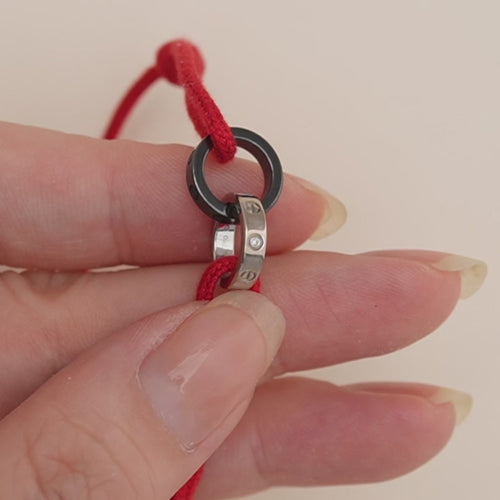 Used Cartier Love Diamond 18k White Gold Sèvres Porcelain Red Cord Bracelet