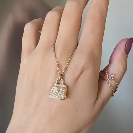 Hermès 18K Rose Gold Diamond Kelly Amulette Pendant Necklace