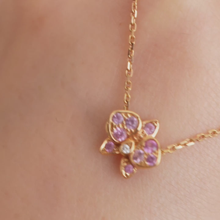 Cartier Caresse d'Orchidées par Cartier Pink Sapphire 18K Rose Gold Pendant Necklace