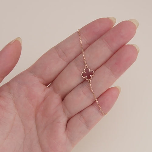 Second Hand Van Cleef & Arpels Sweet Alhambra Carnelian 18K Rose Gold Bracelet