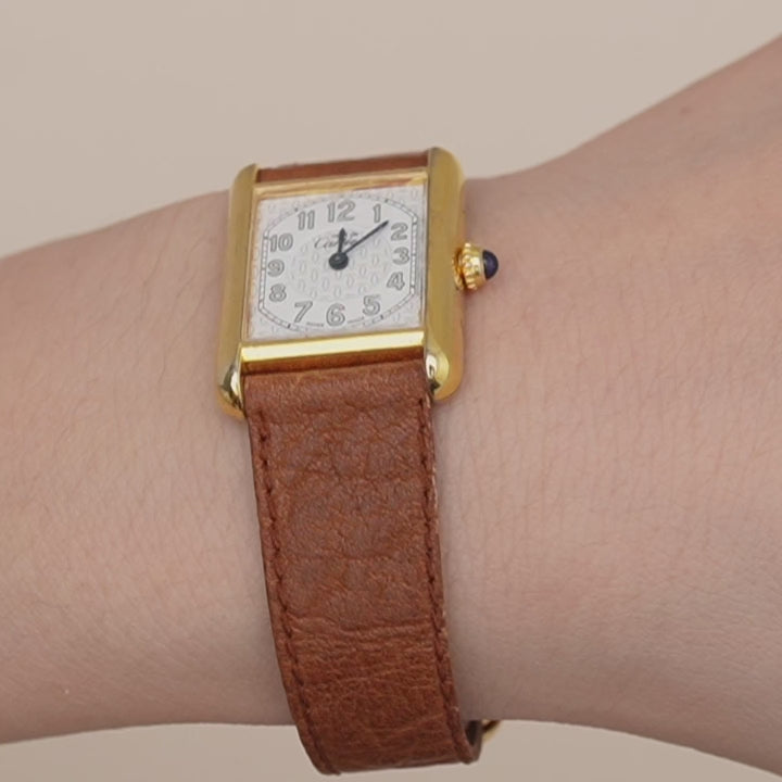 Authentic Second Hand Cartier Tank Must Vermeil Watch Small Model reference W1013854