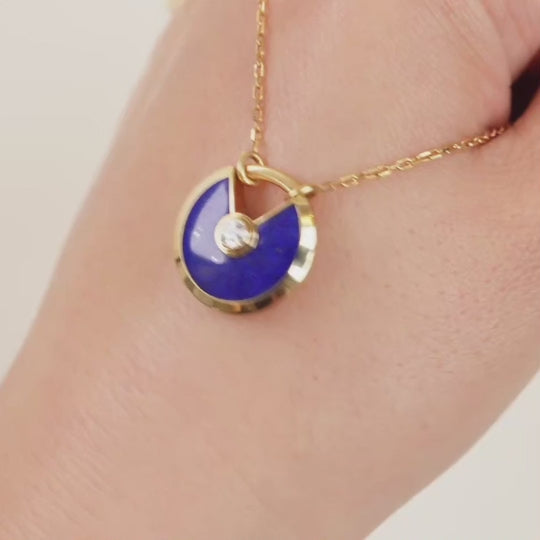 Cartier Amulette Lapis Lazuli Diamond Pendant Necklace