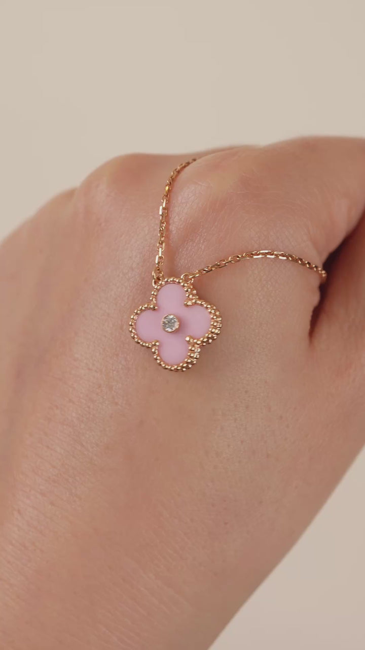 Preloved Van Cleef 2015 Holiday Pendant Pink Sèvres Porcelain 