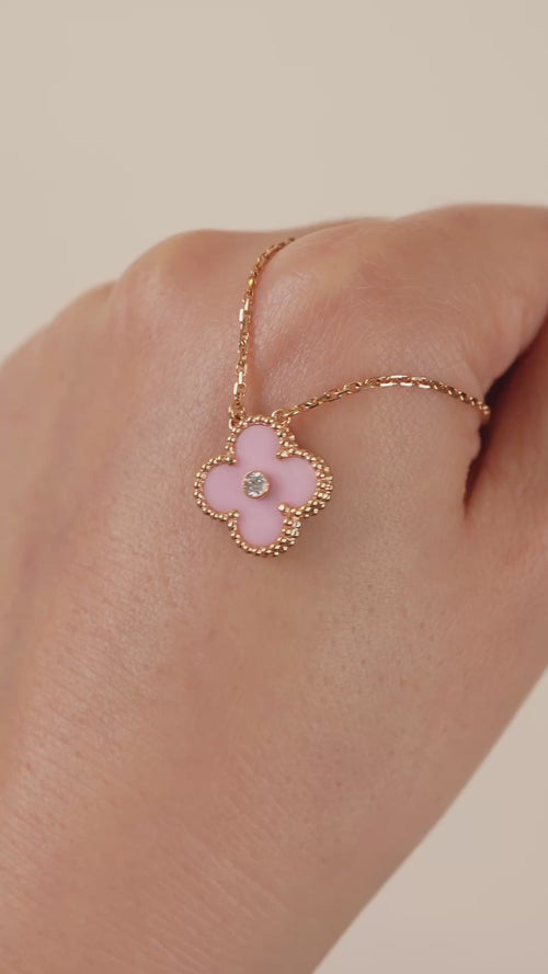 Preloved Van Cleef 2015 Holiday Pendant Pink Sèvres Porcelain 