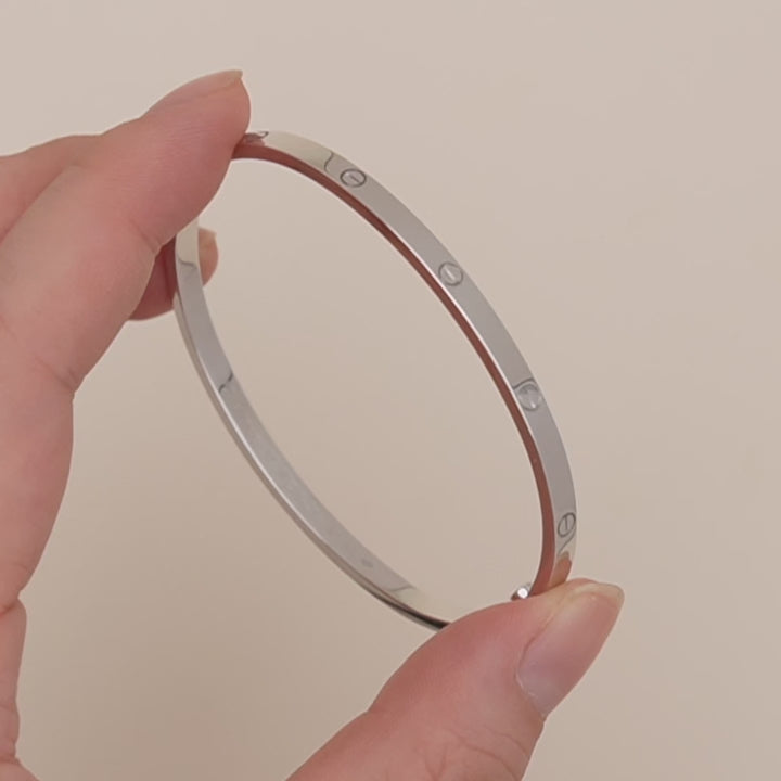 Second Hand Authentic Full Set Cartier Love Bracelet Small Model 18K White Gold Size 18