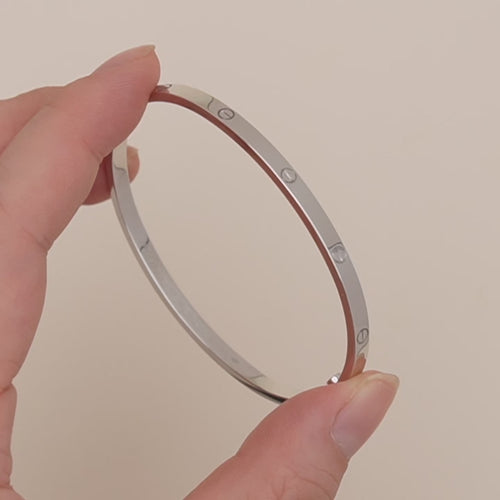 Second Hand Authentic Full Set Cartier Love Bracelet Small Model 18K White Gold Size 18