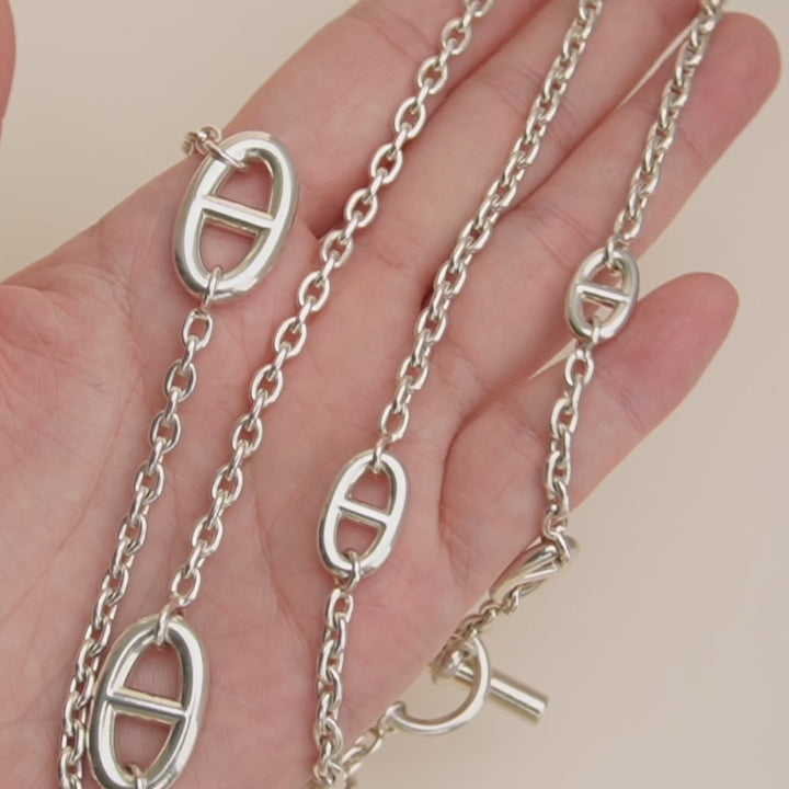 Second Hand Hermès Farandole Sterling Silver Long Necklace 120
