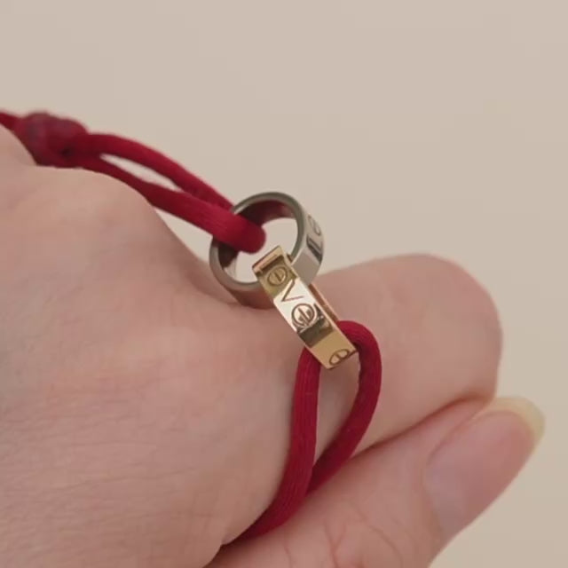 Preowned Authentic Cartier Love Cord Bracelet 18K White and Rose Gold