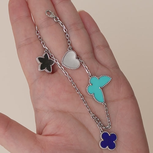 Preloved Van Cleef & Arpels Lucky Alhambra Bracelet Turquoise Lapis Lazuli & Mother of Pearl