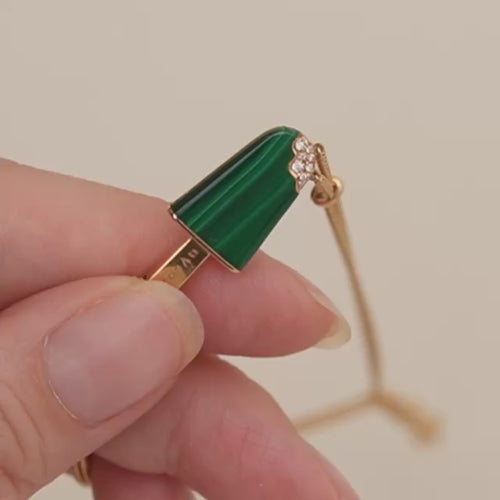 Second Hand Authentic Bvlgari Gelati Malachite Diamond Pendant Necklace 18k Rose Gold