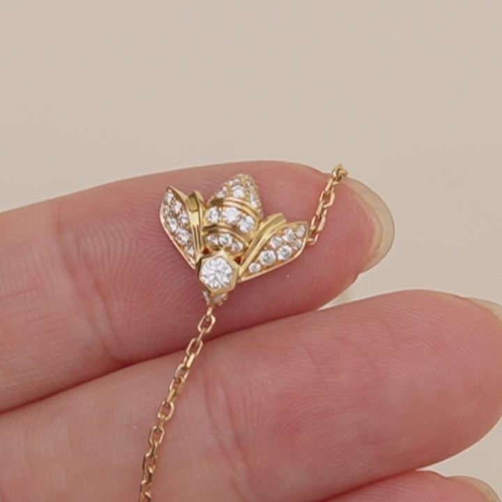Preloved Authentic Chaumet Bee de Chaumet Diamond Necklace 18K Yellow Gold