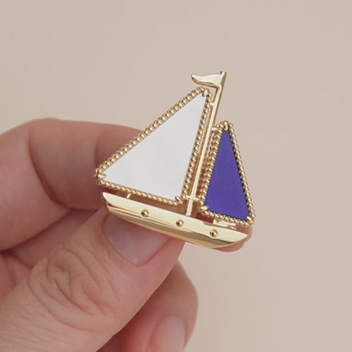Preloved VCA Lapis Lazuli Mother of pearl Lucky Summer Boat clip