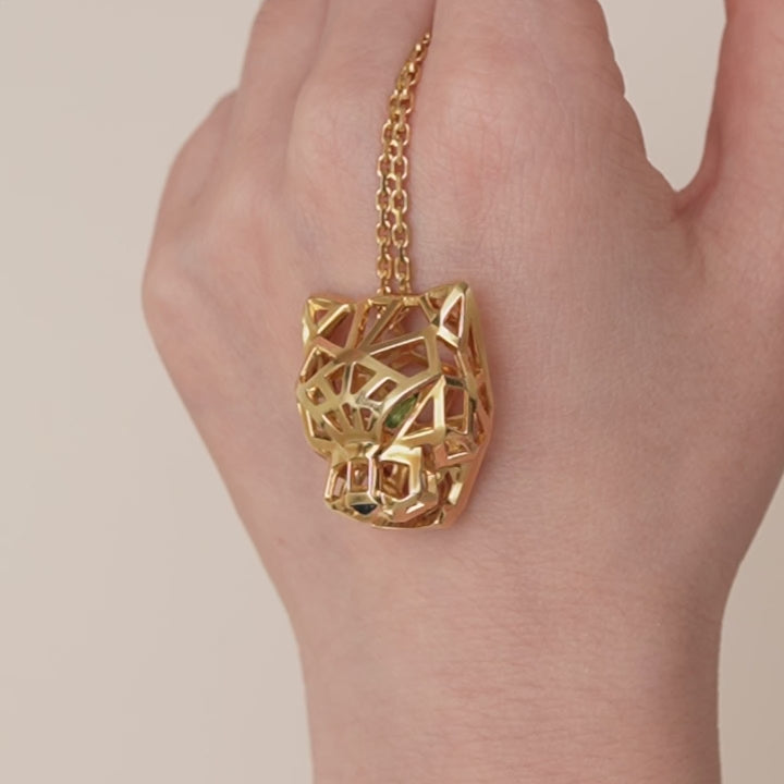 Preloved Cartier Panthère de Cartier Tsavorite Onyx 18K Yellow Gold Necklace