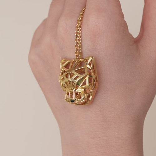 Preloved Cartier Panthère de Cartier Tsavorite Onyx 18K Yellow Gold Necklace