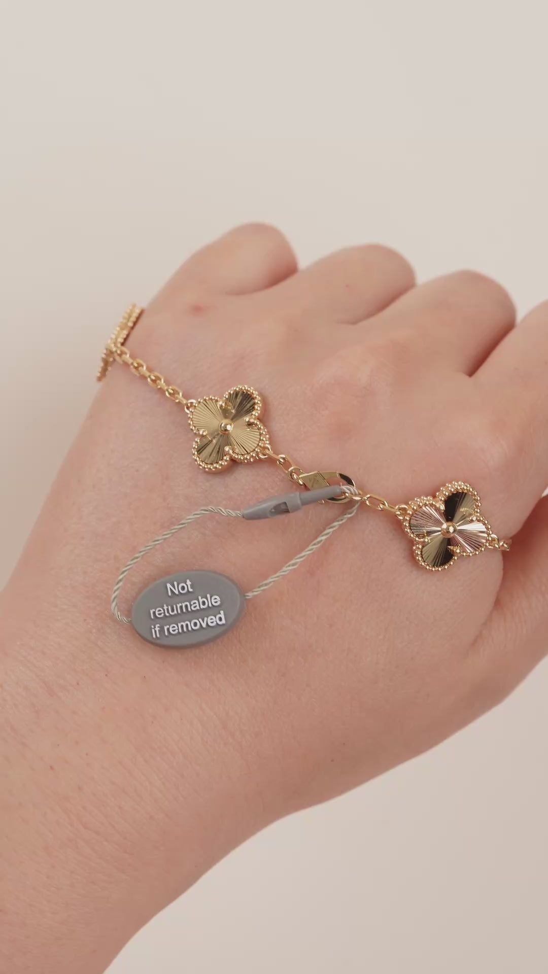 Van Cleef & Arpels Vintage Alhambra Guilloché 5 Motifs Bracelet 18K Yellow Gold