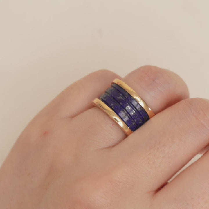 Preloved Bulgari B.Zero1 Large Lapis Lazuli Rose Gold Ring Size 52