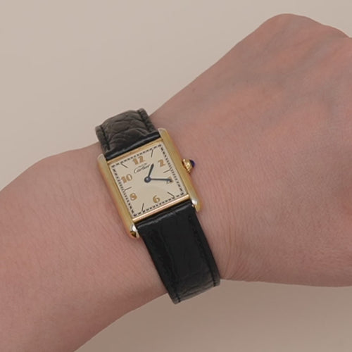 Preowned Authentic Cartier Must de Cartier Tank Vermeil Quartz Watch