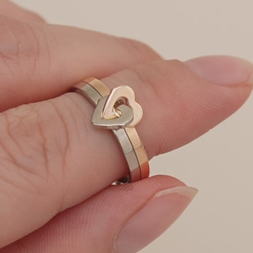 Authentic Cartier Double Heart Ring 18K White Rose Gold