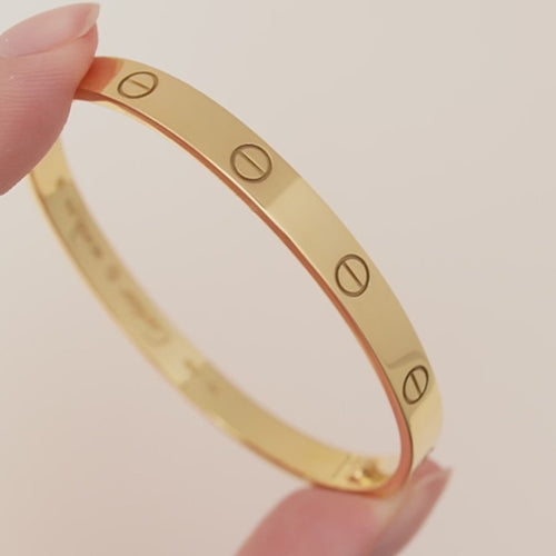 Second Hand Cartier Love 18K Yellow Gold Bracelet Size 17