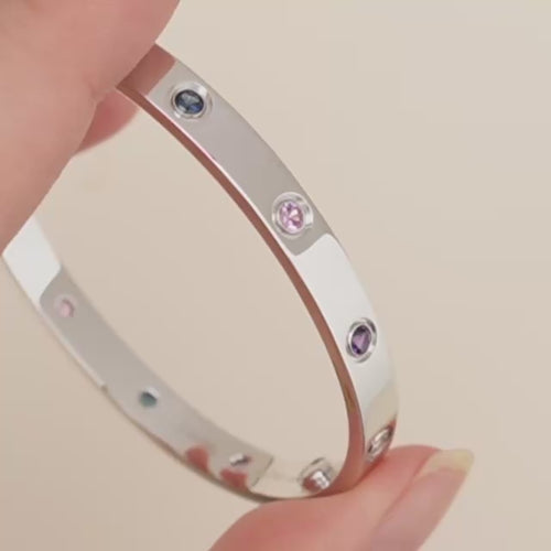 Second Hand Authentic Cartier Love Bracelet Multi Gem 18K White Gold Size 17