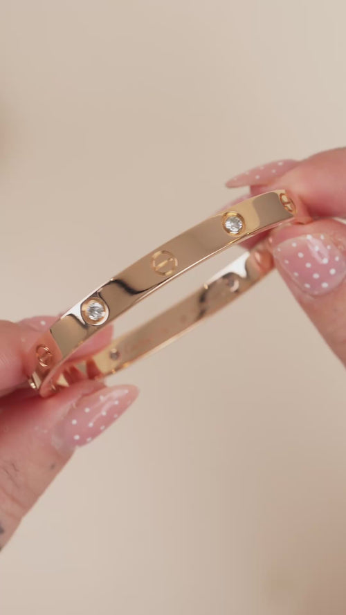 Preowned Cartier Love Bracelet Size 17 4 Diamond 18K Rose Gold