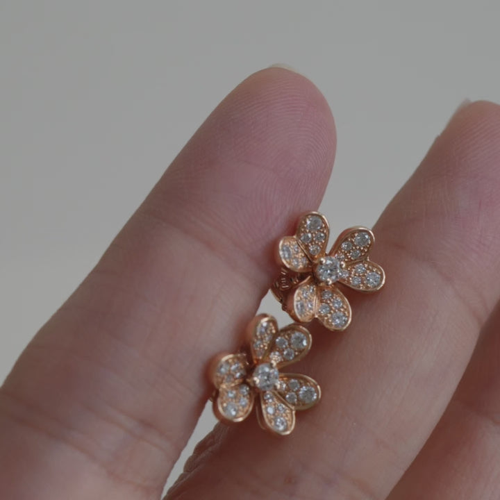 Van Cleef & Arpels Frivole Flower Rose Gold Diamond Earrings