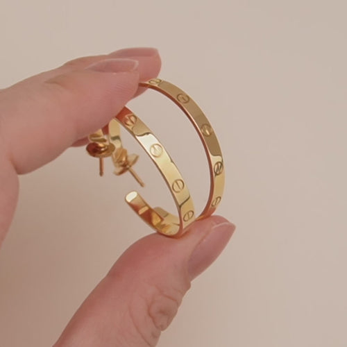 Preloved Cartier Love 18k Yellow Gold Hoop Earrings Large Model