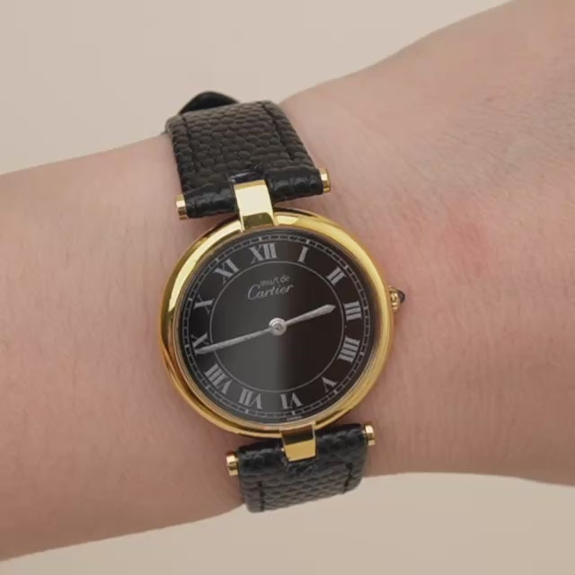 Preowned Authentic Cartier Must de Cartier Vendôme Vermeil Watch Large Model