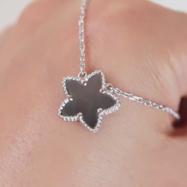 Preloved Van Cleef & Arpels Lucky Star Pendant Grey Mother of Pearl 18K White Gold