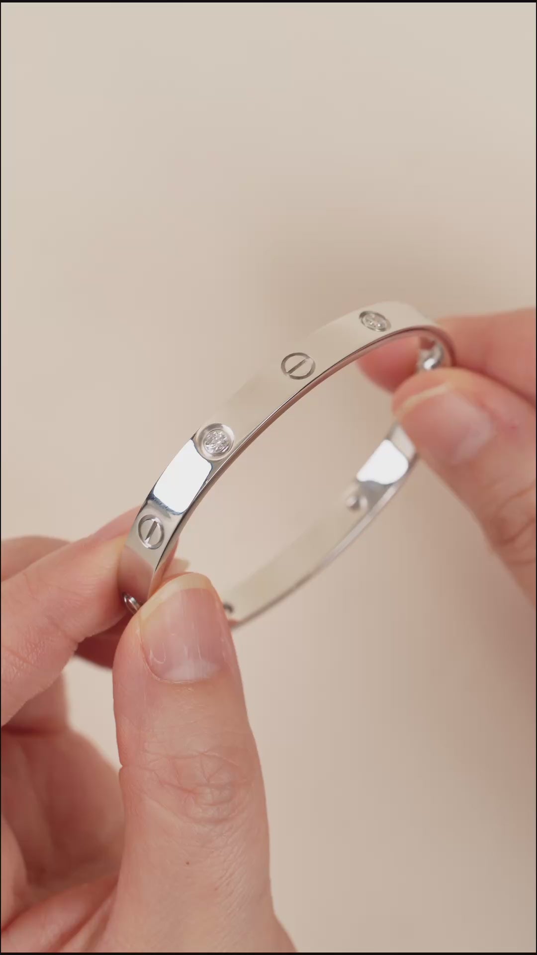 Authentic Cartier Love Bracelet 4 Diamond White Gold 