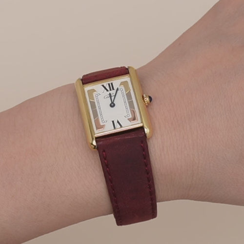 Authentic Second Hand Cartier Tank Must Vermeil Watch Large Model, reference W1006254