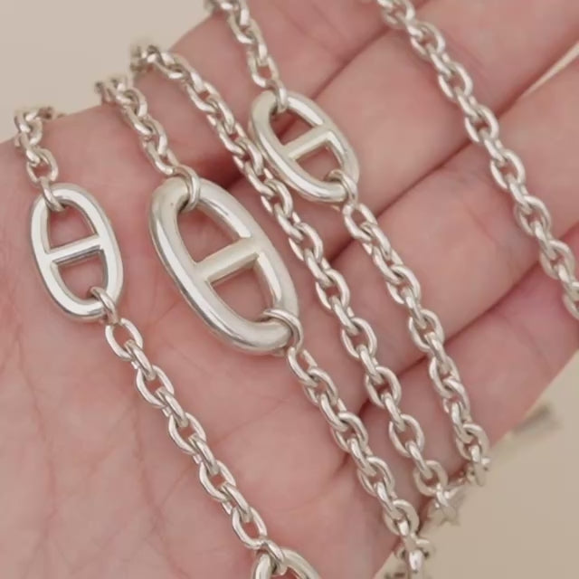 Second Hand Authentic Hermès Farandole Sterling Silver Long Necklace 120cm