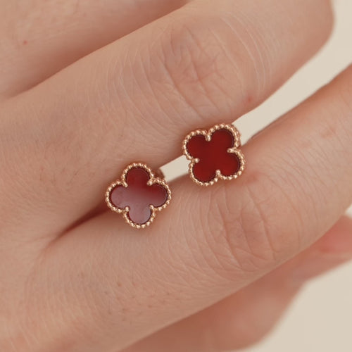 Second Hand VCA Sweet Alhambra Carnelian 18K Rose Gold Earrings