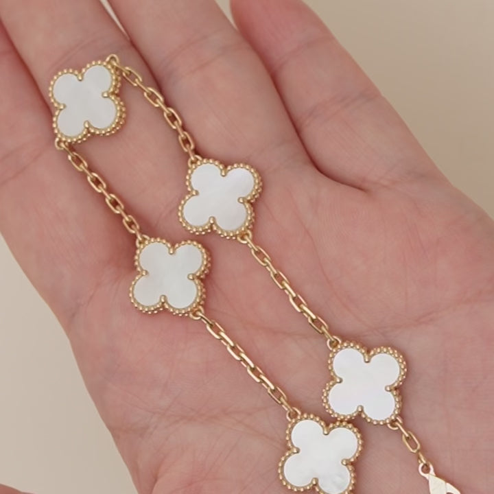 Van Cleef & Arpels Vintage Alhambra 5 Motif Bracelet Mother of Pearl 18K Yellow Gold