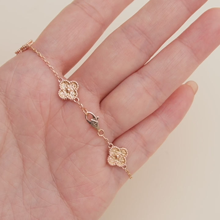 Van Cleef & Arpels Sweet Alhambra 6 Motif 18K Hammered Rose Gold Bracelet