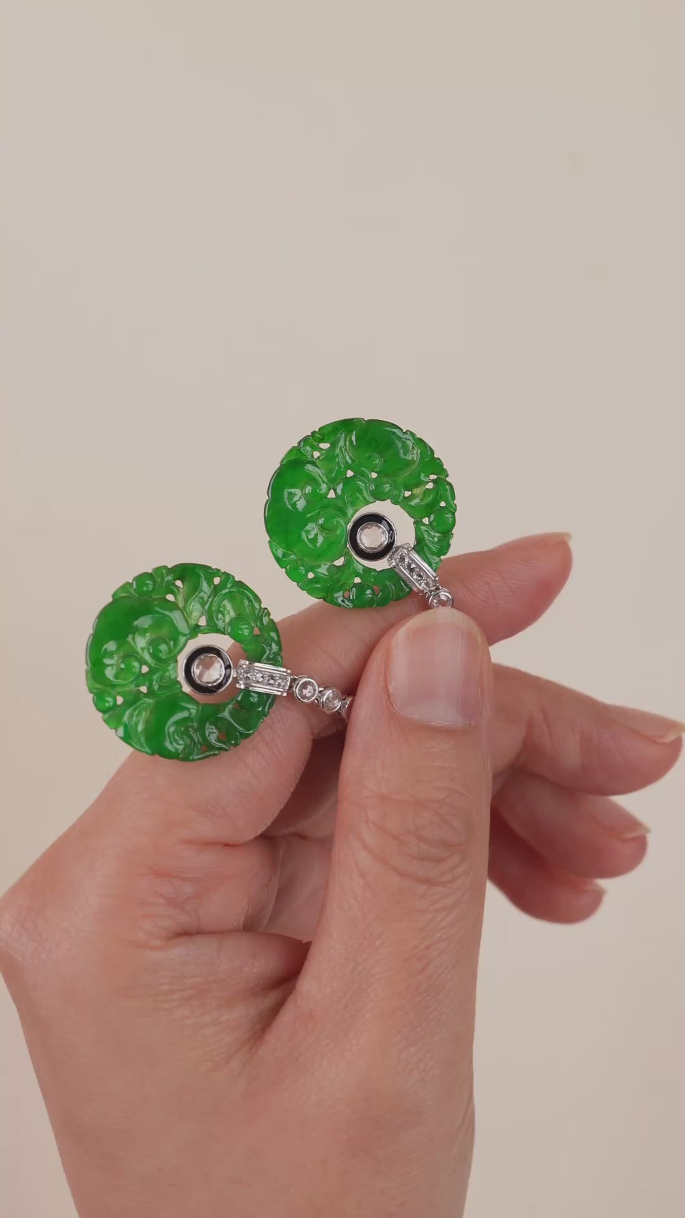 Natural Carved Jadeite drop Earrings