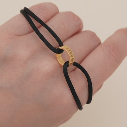 Authentic Preowned full set Cartier Love Cord bracelet in 18K rose gold with black adjustable cord