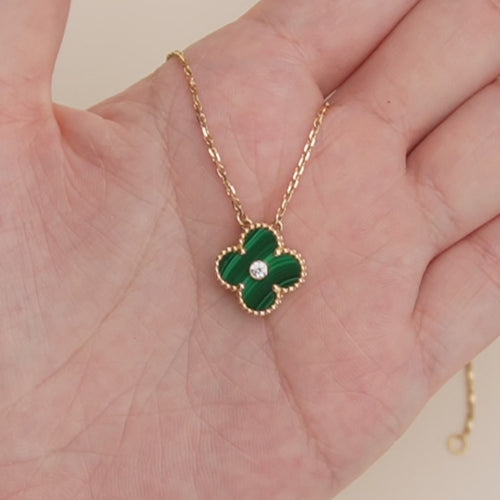 Preloved VCA Vintage Alhambra 5 Motif Malachite 18K Gold Bracelet 