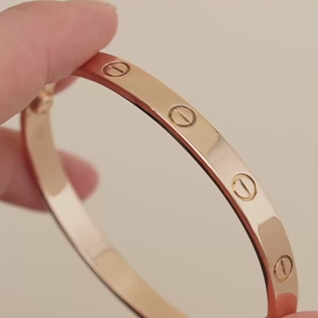 Second Hand Authentic Cartier Love Bracelet Classic Model 18K Rose Gold Size 17