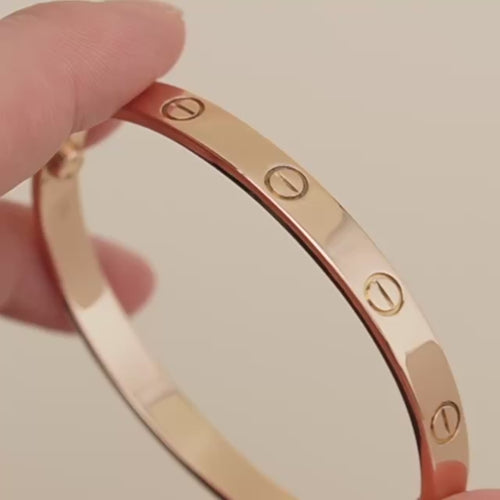 Second Hand Authentic Cartier Love Bracelet Classic Model 18K Rose Gold Size 17