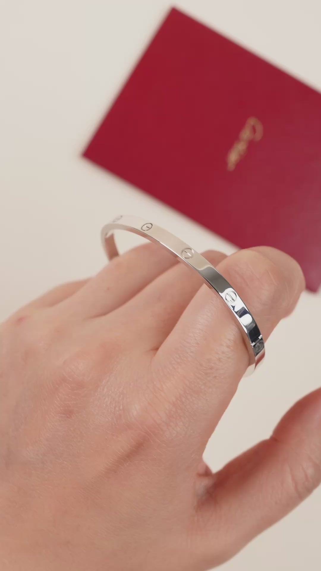 Cartier Love 18K White Gold Small Model Bracelet Size 16