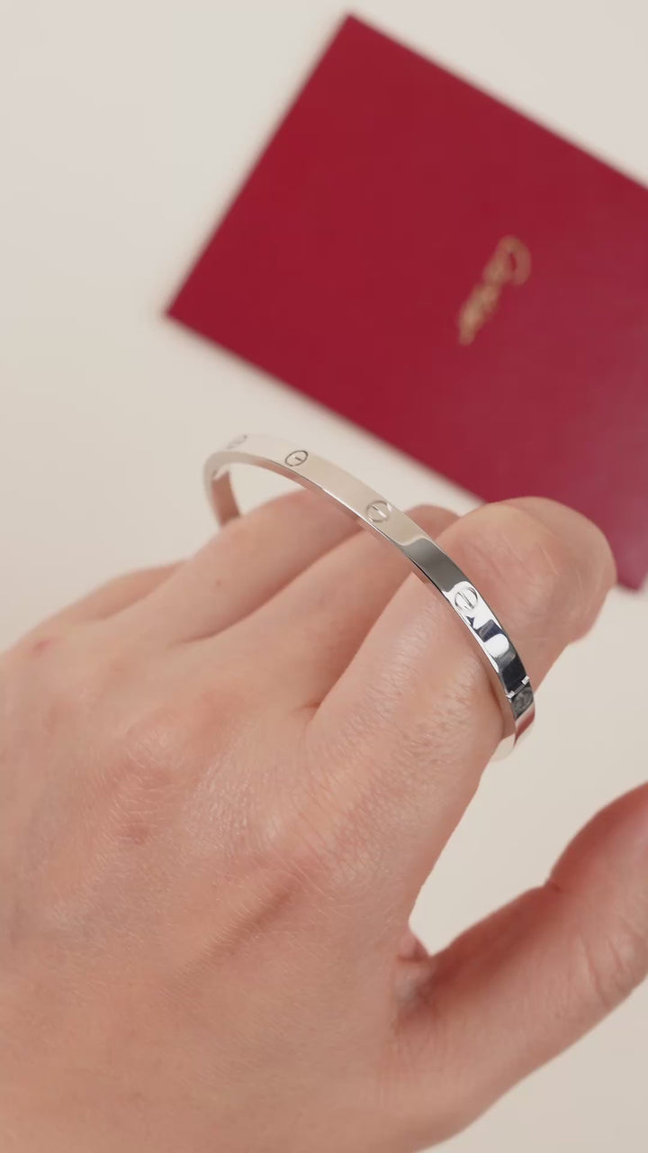 Cartier Love 18K White Gold Small Model Bracelet Size 16