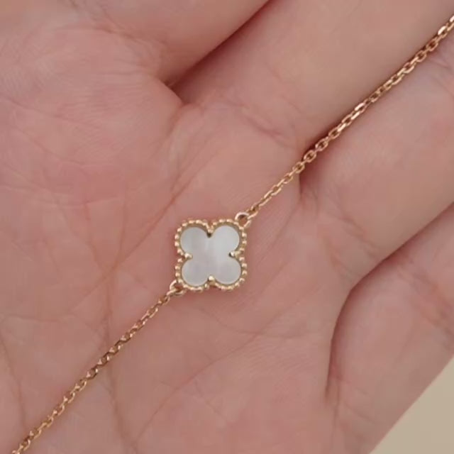 Preowned VCA Sweet Alhambra Mother of Pearl Bracelet 18K Yellow Gold