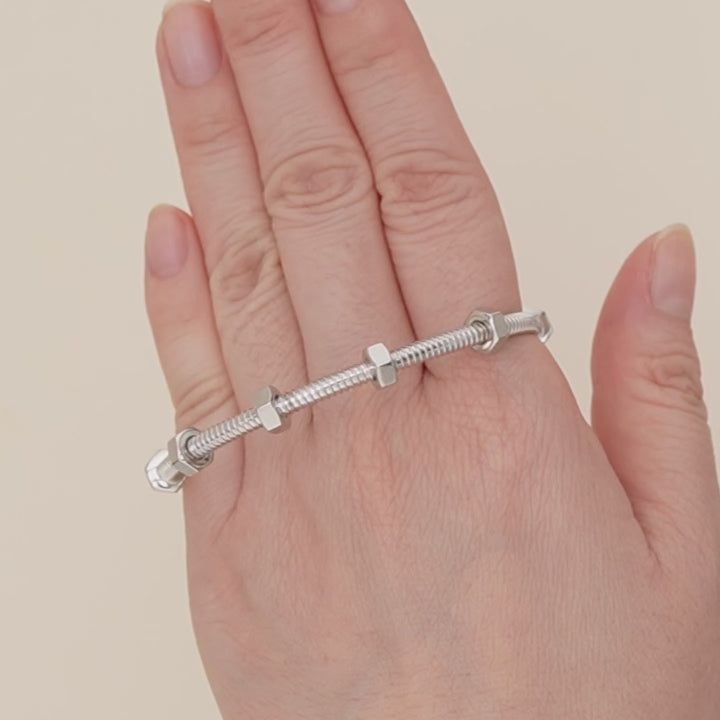 Preloved Cartier Ecrou de Cartier Bracelet 18K White Gold Size 17