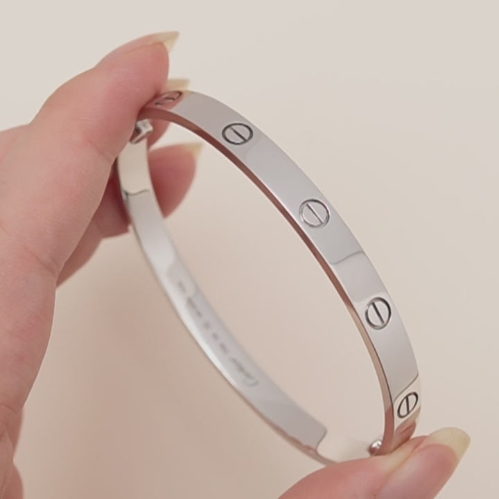 Preloved Authentic Cartier Love Bracelet Classic Model 18K White Gold Size 17