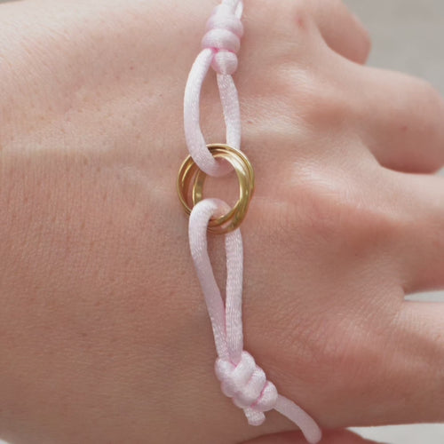 Cartier Trinity 18K Yellow Gold Pink Silk Cord Bracelet