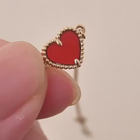 Used Van Cleef & Arpels Sweet Alhambra Carnelian Heart 18K Rose Gold Bracelet 