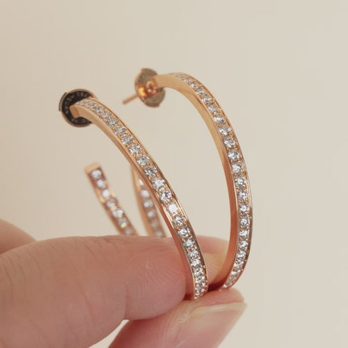 Preowned Cartier Etincelle de Cartier Diamond 18K Rose Gold Hoop Earrings